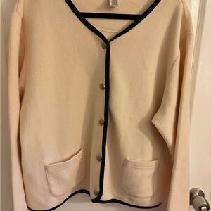 L.L. Bean Cream Cardigan with Black Trim